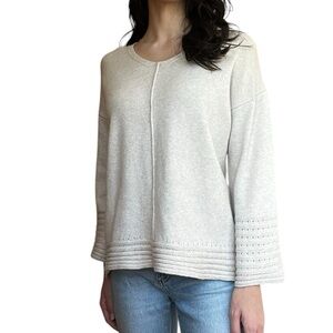 Tricotonic Wool Cashmere Blend Women’s Bell Sleeve Sweater in Beije- Size Small